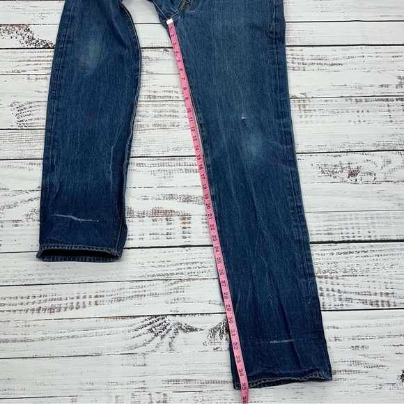 Levi’s Men’s 34 x 35 Button Fly 501 Straight Leg Jeans worked in distressed - Picture 7 of 15